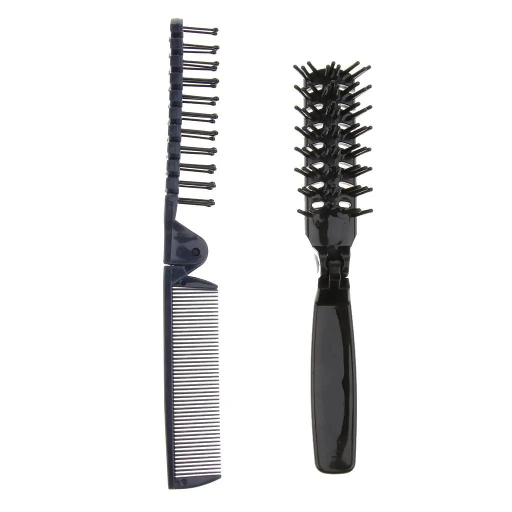 

2pcs Folding Hair Brushes Compact Travel Size, Suitable for Perm & Natural, Long & Short And Curly & Straight Hair