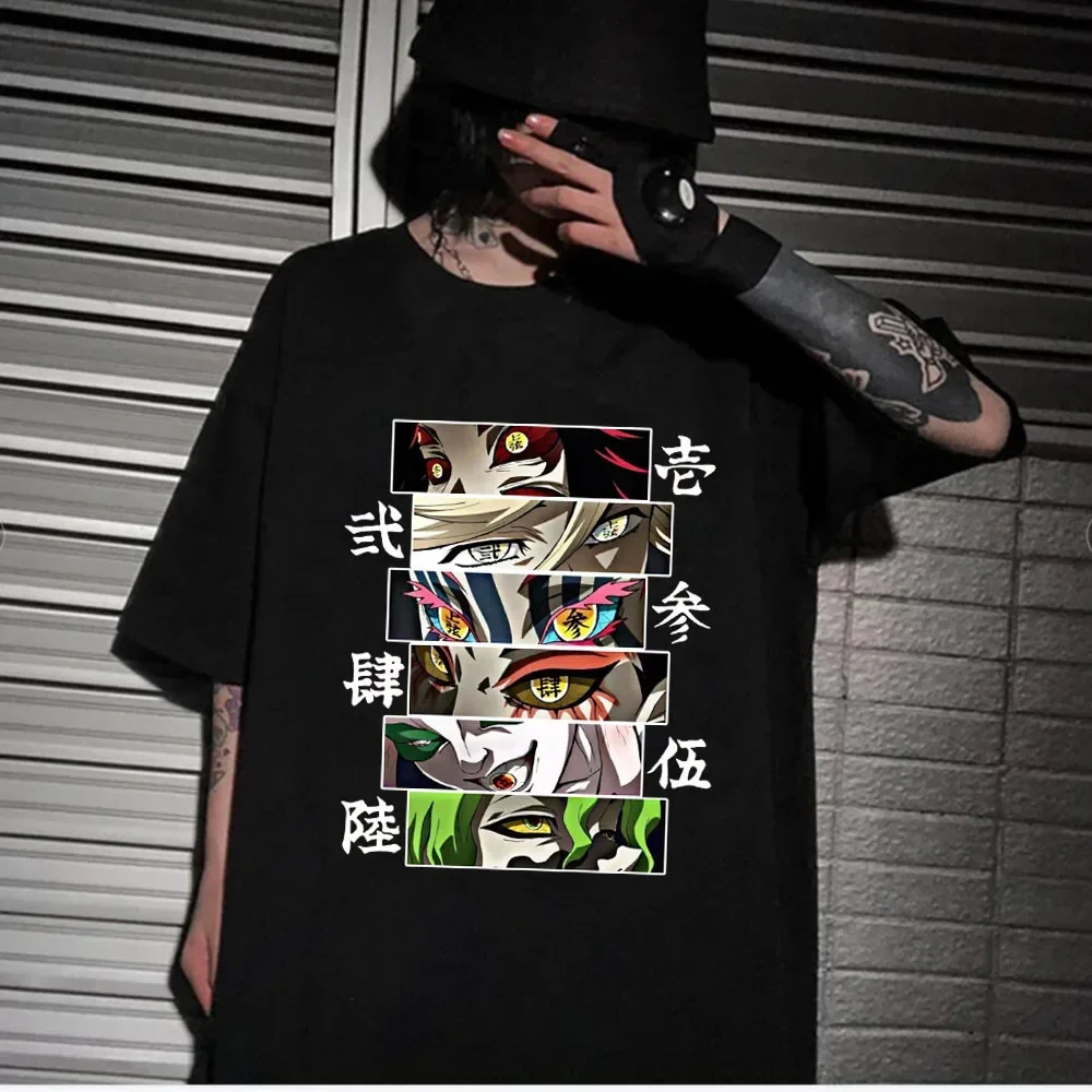 Female Tshirt 2023 Hot Anime Demon Slayer Upper Moons T-Shirt Anime Harajiku Casual Short Sleeve Man Tops Woman T Shirts