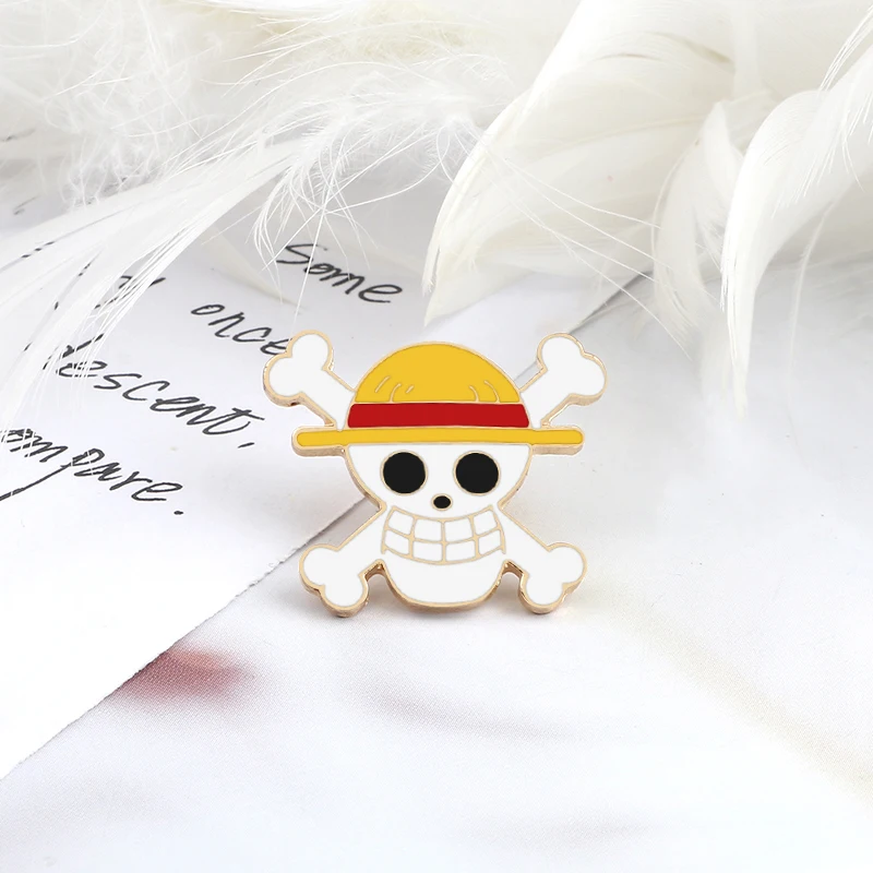 Enamel Pins Anime Skeleton Brooch Pirate Skull Enamel Pins Cosplay Badge Backpack Cloth Denim Lapel Pin Jewelry Gift Comic Related Products