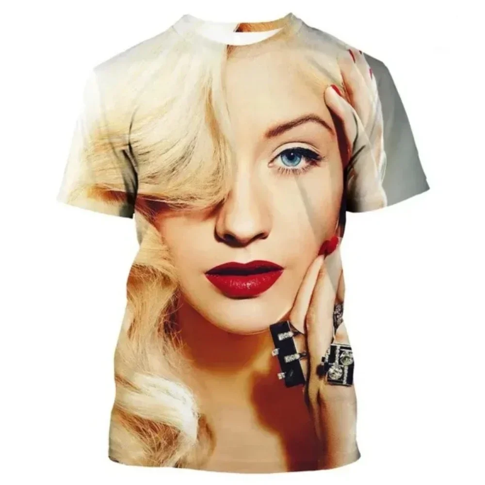 

Singer Actor Christina Aguilera T Shirt Men's and Women's Clothing 3D Printing Casual T-shirt Comfortable Short-sleeved Top