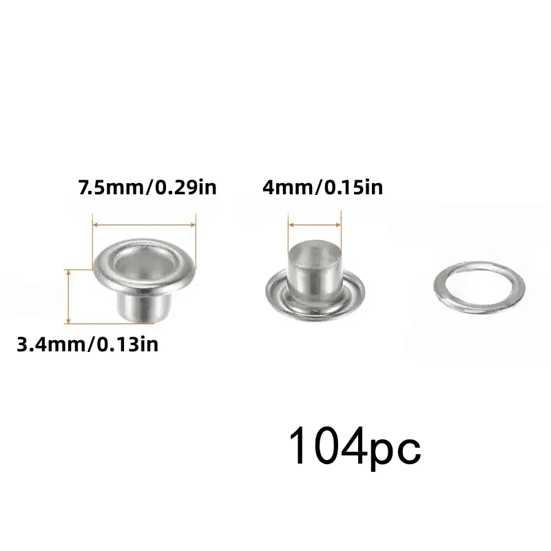104세트 4mm 속이 빈 아일렛, 동전 지갑용, 캔버스에 낙하 방지용