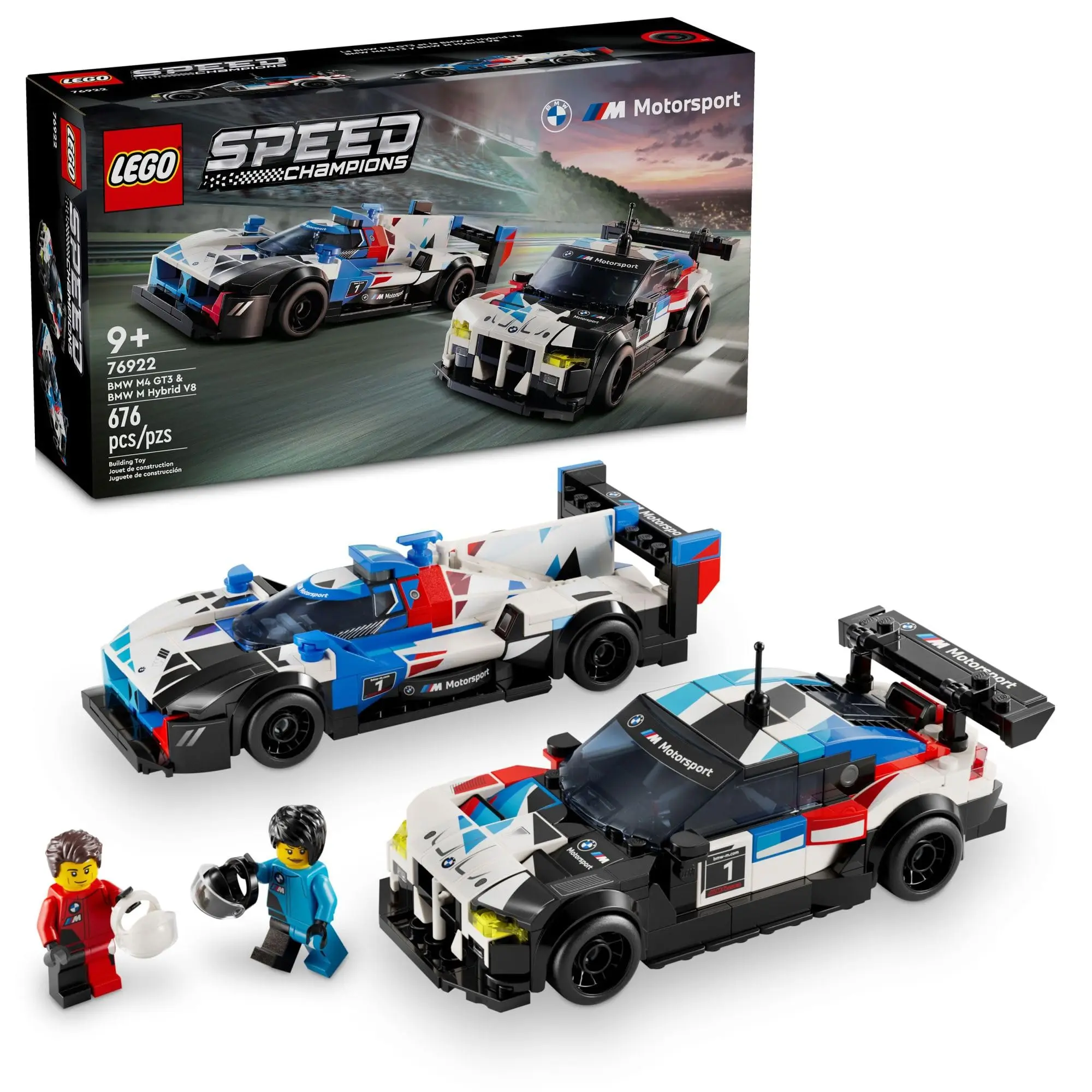 LEGO Speed Champions BMW M4 GT3 & BMW M Hybrid V8 Race Cars BMW Toy with 2 Buildable Models, 2 Driver Minifigures, Car Toy 76922