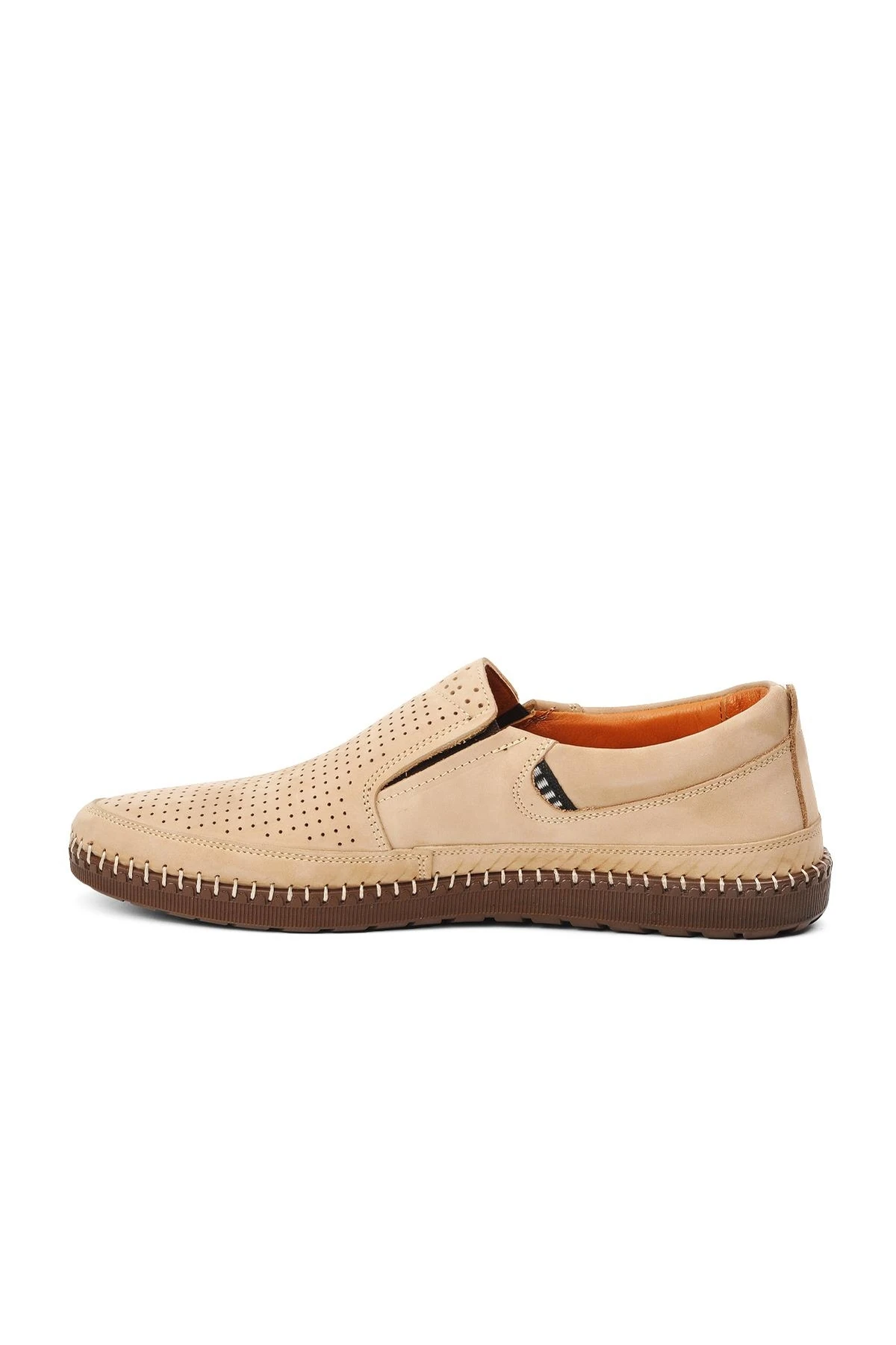 AyakHapp772-Chaussures décontractées en cuir véritable beige NuSO k pour homme