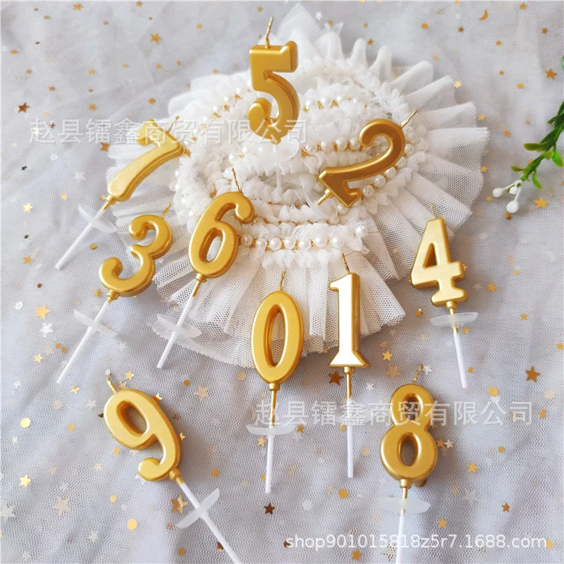 0-9 Digital Cake Topper Number Wedding Cakes Dessert Decor Party Supplies Accessories Golden Birthday Candles