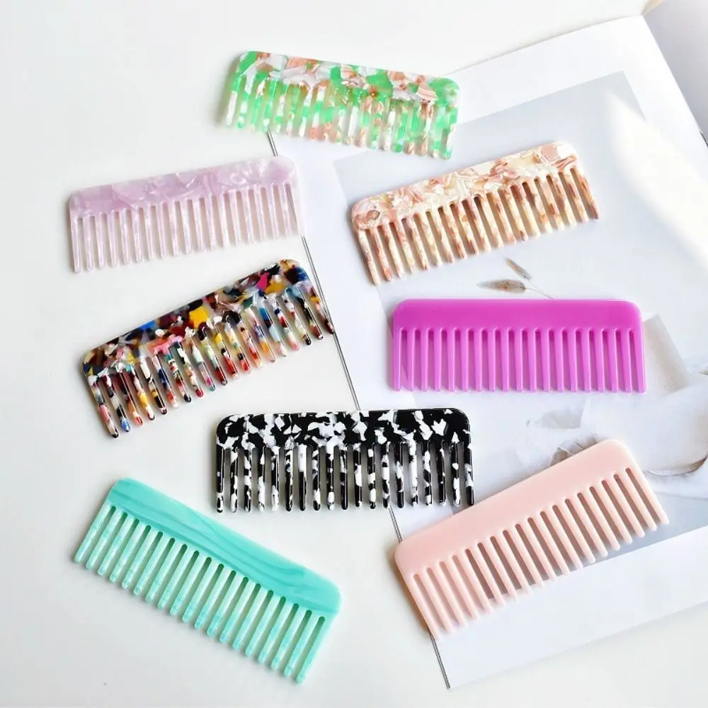 Wide Teeth Acetate Hair Combs Anti-static Traveling Massage Hair Brush Fashion Barber Colorful Hairdressing Comb Women