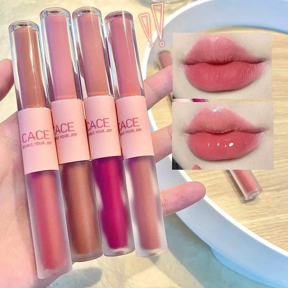 

6 Colors Double-headed Lip Gloss Velvet Matte Lip Glaze Mirro Water Gloss Lipstick Waterproof Lasting Moisturizing Lip Cosmetics
