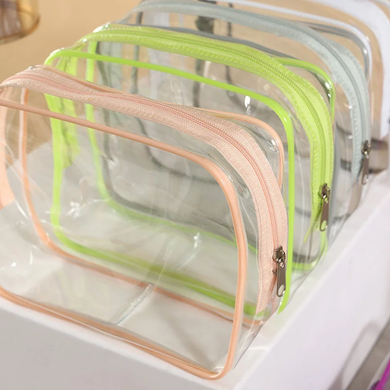 10/100 travel PVC transparent waterproof storage bags, large capacityzipperwashingbags,portablemakeupbags,customizable logos 4