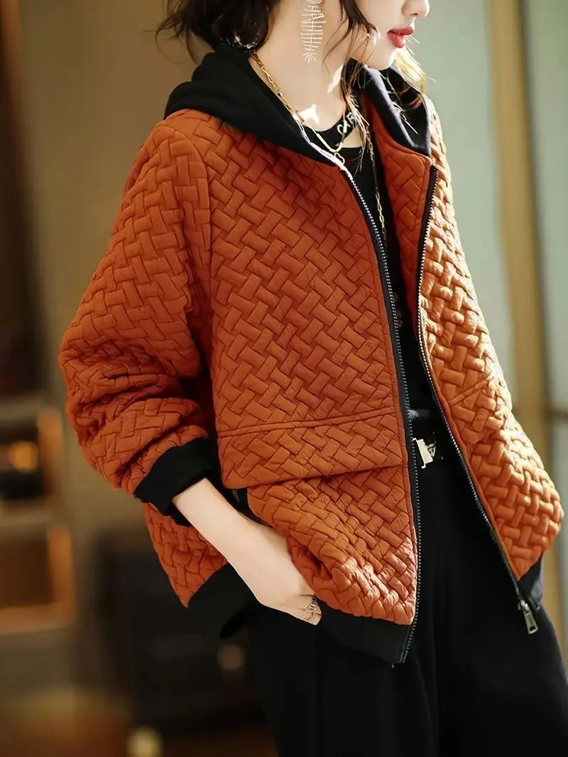 2026 Winter Jacket Thick Corduroy Short Women's Autumn New Velvet Loose Korean Hooded Of Cotton-Padded Clothes Female Shirring