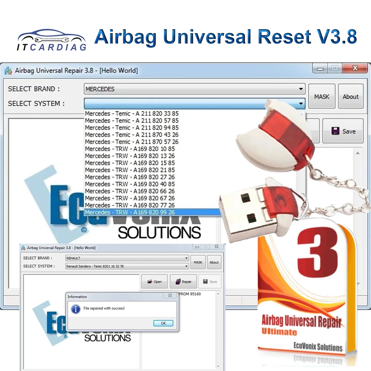 Airbag Riparazione Universale V3.8 Strumento Di Ripristino Airbag V3.8 Programmatore Ecu Di Airbag Obd2 Software Diagnostico Per Auto 56 Marche
