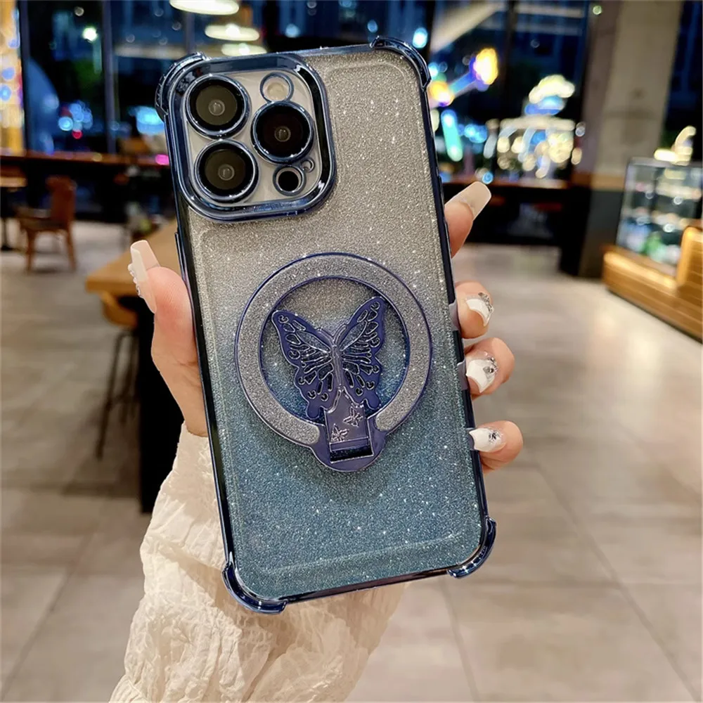 Butterfly Bracket Plating Glitter Shockproof Phone Case