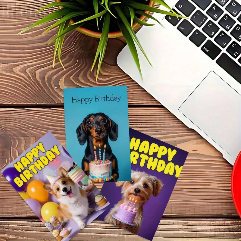 20PCS 현대적인 귀여운 강아지 생일 축하합니다 인사 엽서, 벽 장식에 적합, 이상적인 생일 선물, 가정 장식