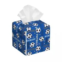 Custom Football Soccer Tissue Box Cover for Bathroom Toilet PU Leather Square Facial Tissue Box Holder 1