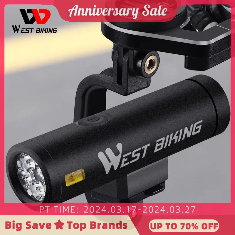 

WEST BIKING 2000 Lumens Bicycle Headlights 5000mAh Type-C Rechargeable Bike Front Light With Quick Release Speedmeter Support