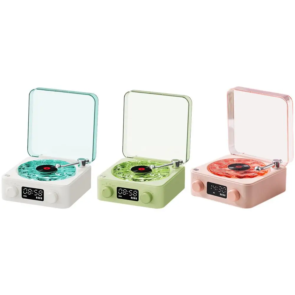 Retro Waves Vinyl Player Bluetooth Speaker With White Noise RGB Light Alarm Clock Vintage Sleep Aid Turntable Speaker bluetooth speaker portable speaker audio speakers