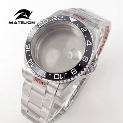 Matelion Premium 20ATM Dive Watch Case with Steel Bracelet and Sapphire Crystal for Fit NH35 NH34 NH36 (B solid-cyclop)
