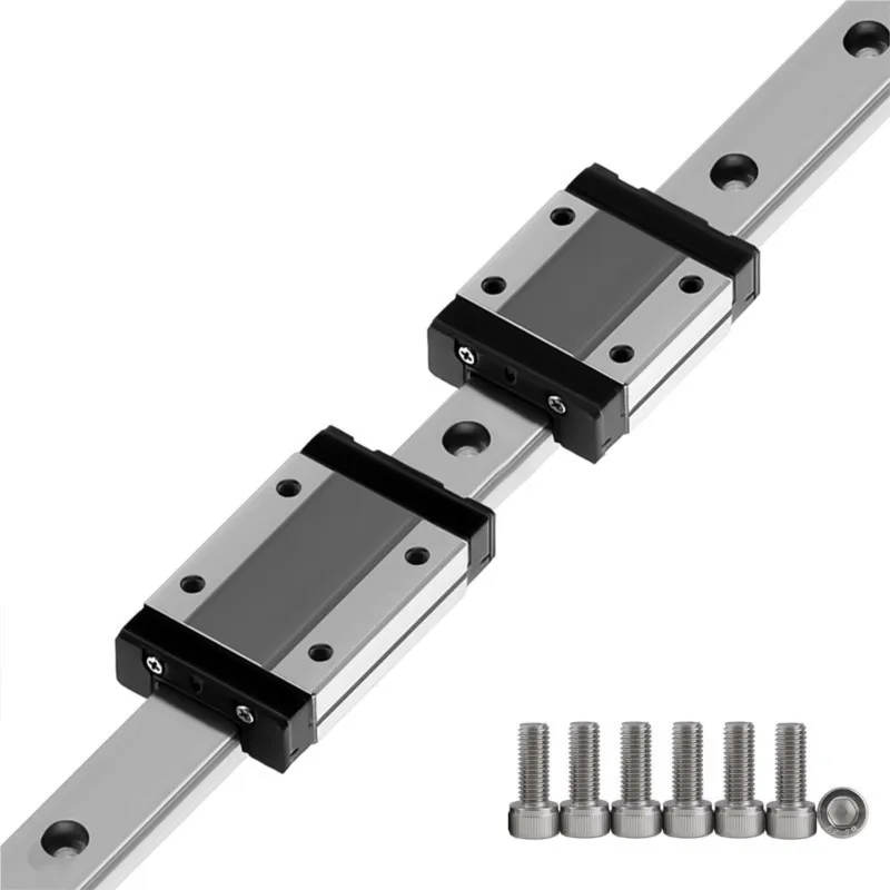 MGN7 MGN9 MGN12 MGN15 1-1200mm Linear Rail Slide 1pcs MGN Linear Guide with 2 Black MGN Carriage Blocks for 3D Printer CNC Parts