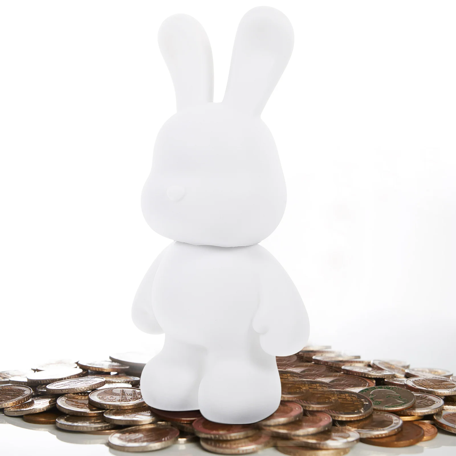 2 Pcs White Embryo Rabbit Piggy Bank Bunny Purse Coin Kids Cartoon Cute Vinyl Unfinished Child Toys 4