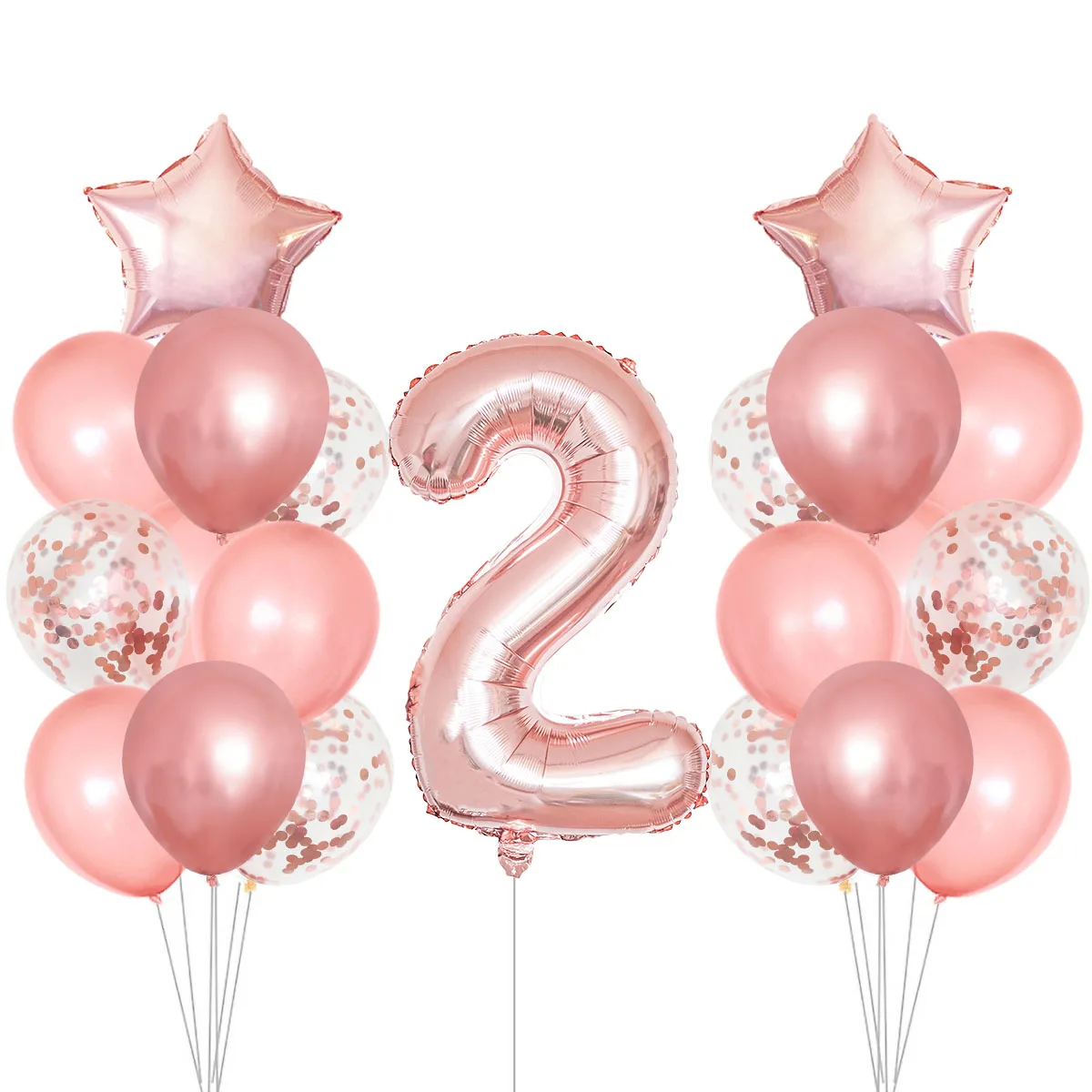 

Rose Gold Number 1 2 3 4 5 6 7 8 9 Foil Balloons Kids Baby Girl Birthday Party Decorations Latex Confetti Helium Balloon Set