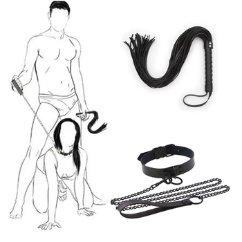 Bdsm Fetish Bondage Gear Slut Slave Sex Collar Leash Steel Chain Restricts Dog Chain Punish Neck Collars Sex Toys For Woman Man 1