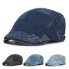Four Seasons Soft Denim Beret Hat Washed Distressed Peaked Cap Adjustable Cotton Newsboy Cap Vintage Ivy Hats Flat 1