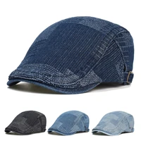 Four Seasons Soft Denim Beret Hat Washed Distressed Peaked Cap Adjustable Cotton Newsboy Cap Vintage Ivy Hats Flat 1