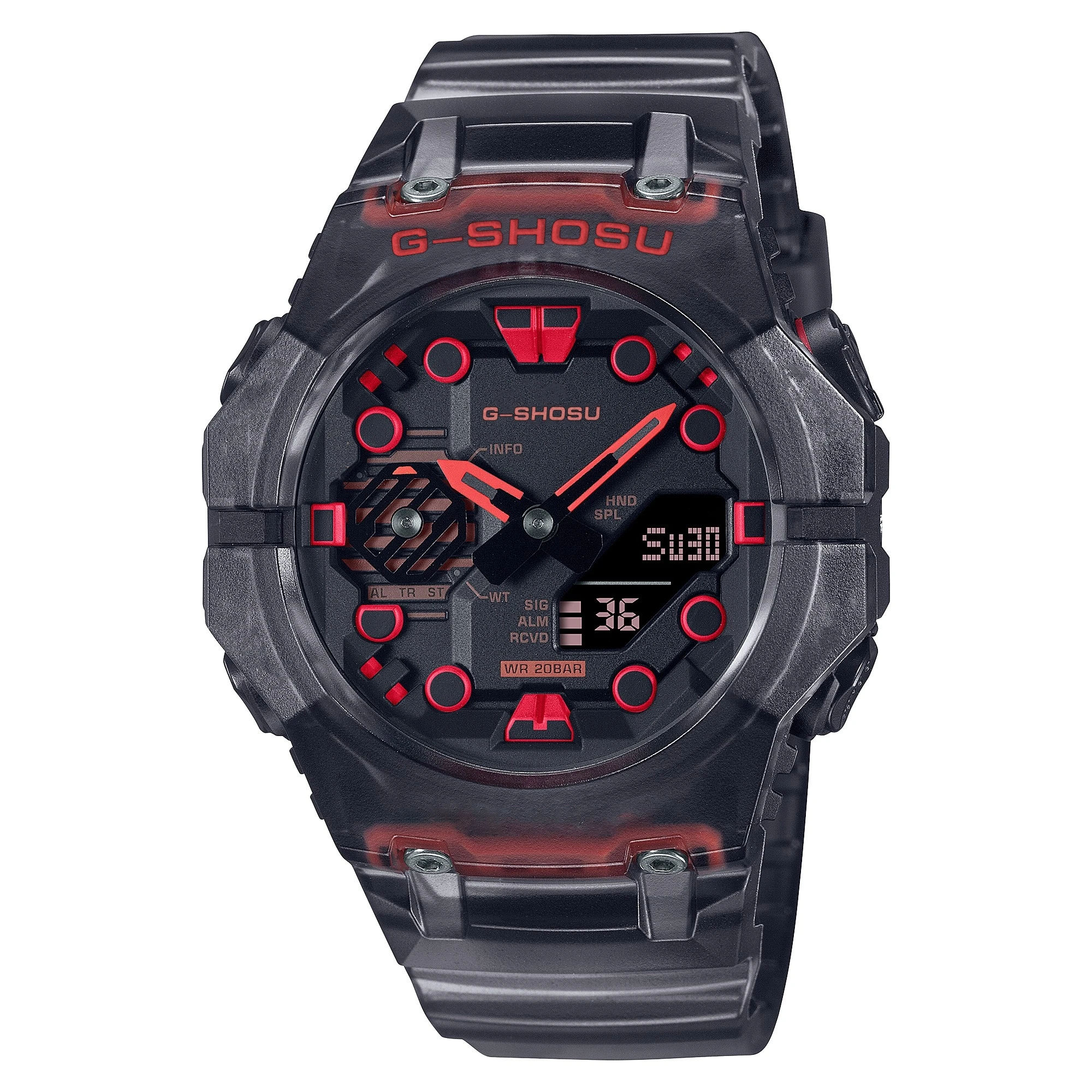 Electronic Digital Sports Unisex Watch LED Dual Display World Time Large Dial Multi Time Zone Rubber Strap 2