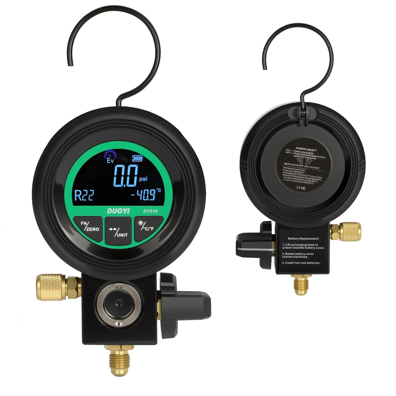 DUOYI DY516 디지털 HVAC 매니폴드 게이지 불소화 측정기 냉매 진공 압력 측정 도구