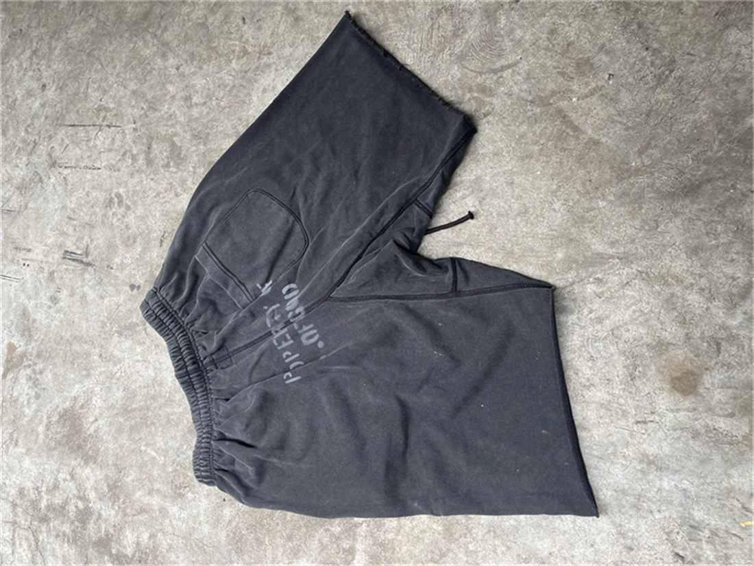 Saint Michael V Co branded Vintage Printed Shorts Fashion Brand High Street Casual Loose Washed Black Street Pure Cotton