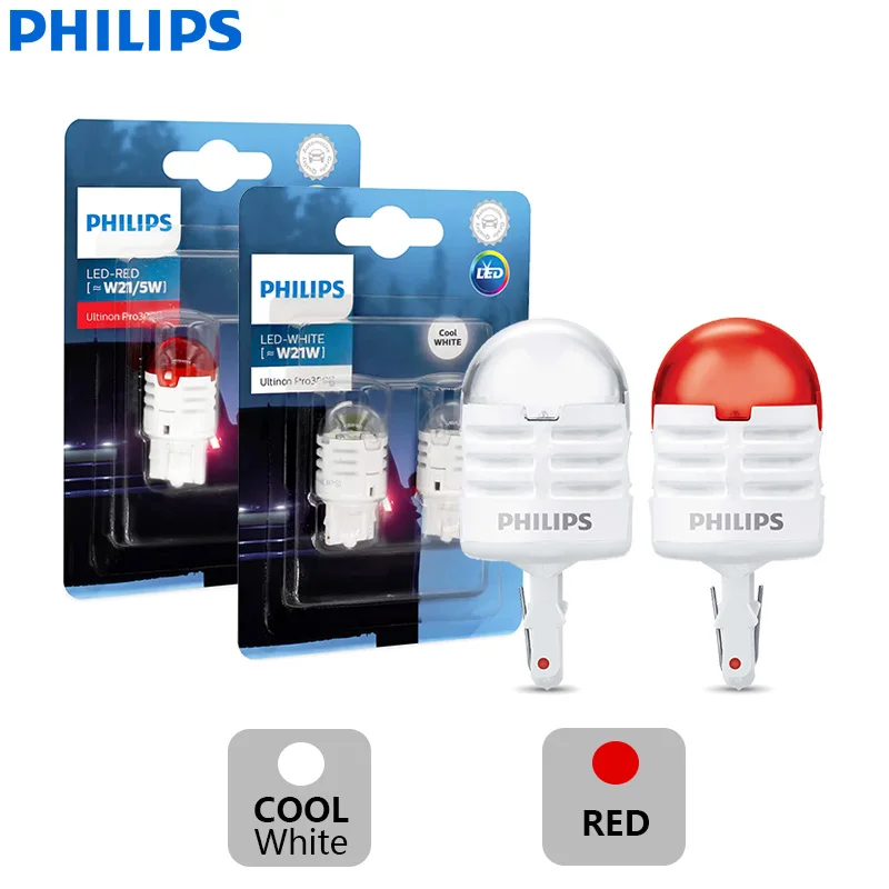 Philips Ultinon Pro3000 LED T20 W21W W21/5W 7440 7443 Signals Lamps Red  White Car Reverse Light Rear Bulbs Stop Brake Beams, 2x - AliExpress