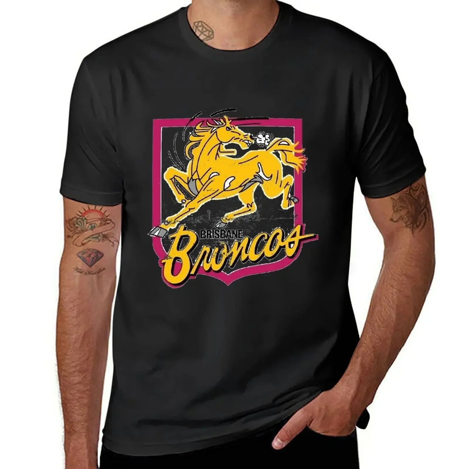 

Retro Brisbane Broncos Tee T-Shirt tops plain heavyweights Blouse mens graphic t-shirts anime