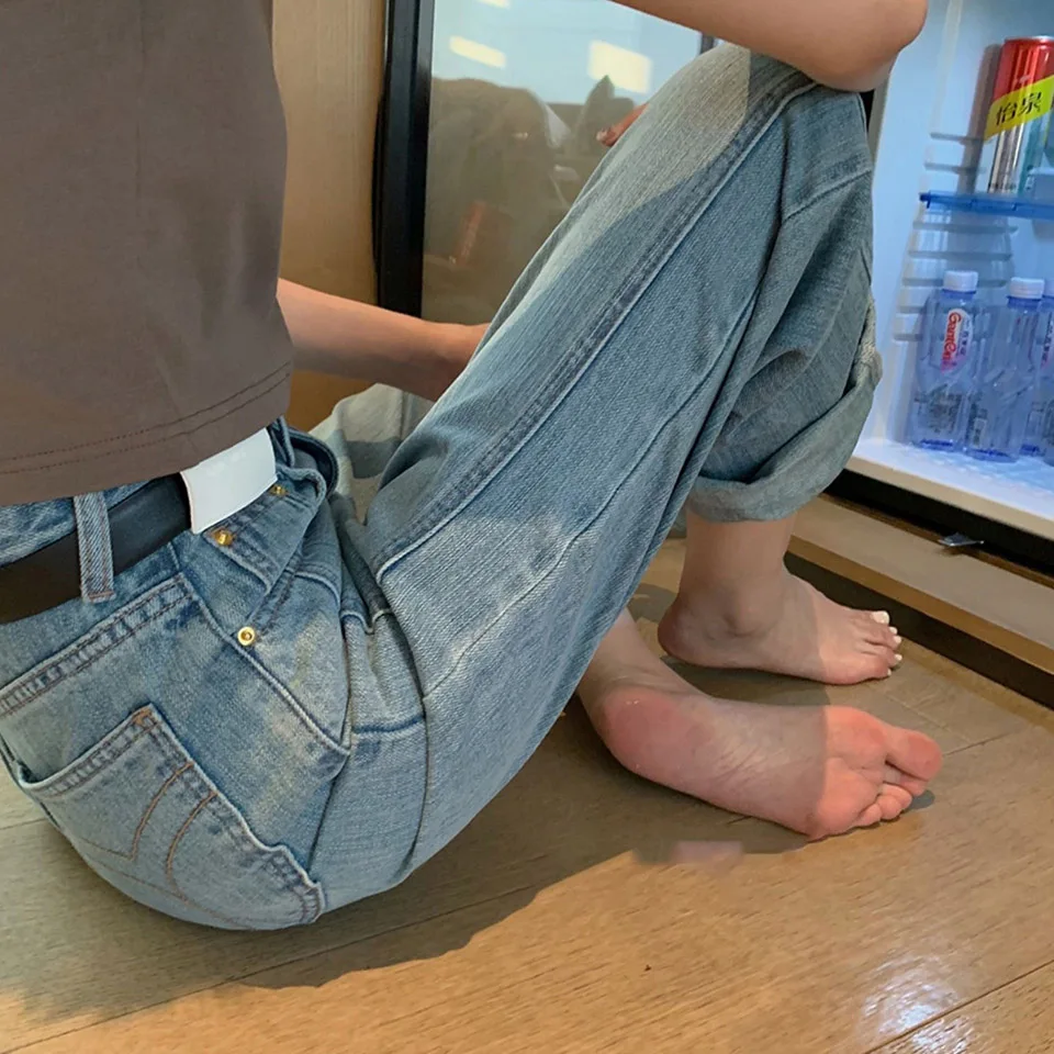 New High Waist Wide Leg Jeans For Women With High Quality Split Feet Design For Slim And Loose Floor Sweeping Straight Leg Pants