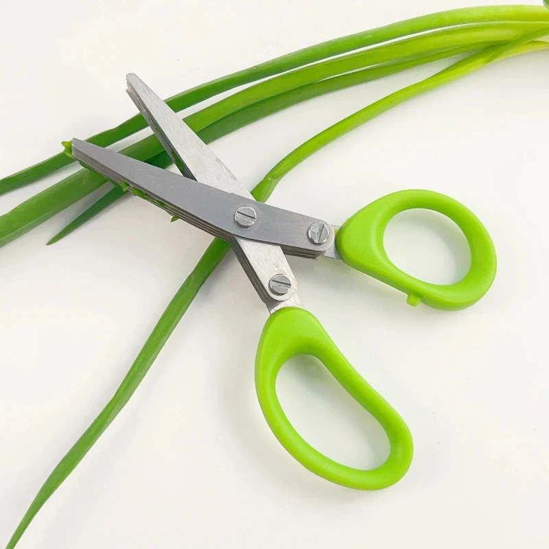 Multi-functional 3/5Layers Kitchen Scissors Stainless Steel Pepper Shredded Chopped Scallion Cutter Herb Spices Cooking Tool