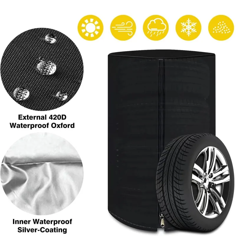 Multilayer tire cover waterproof silver coated oxford cloth zipper multilayer tire cover Wheel Protector Car-cover