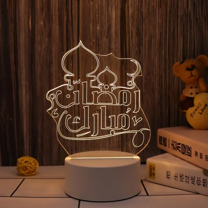 

Eid Mubarak 3D Lamp Acrylic LED Night Light Ramadan Kareem Decorations 2023 for Home Bedroom Eid Al Adha Islamic Muslim Gift New