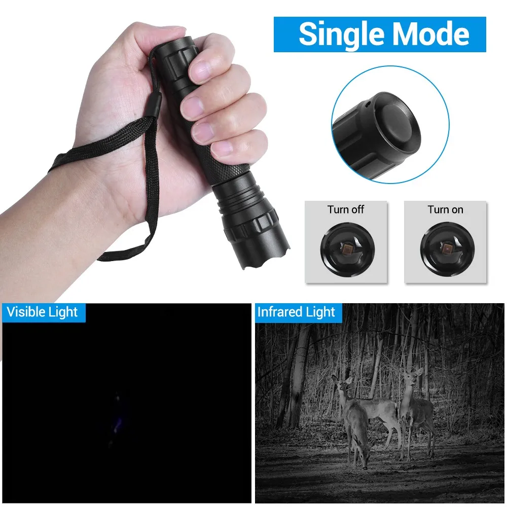 Description Picture 4 of item850/940nm Infrared Flashlight Zoomable IR Illuminator for Night Vision Devices Hunting Torch Tactical Weapon Gun Lights