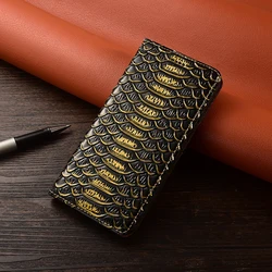 Elegant Luxury Boa Skin Genuine Leather Wallet Case - Samsung S10 (Black Gold)