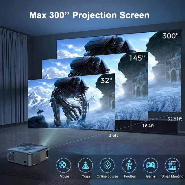 Salange FULL Hd 1080P Projector 5G WiFi Smart Android Home Theater 4K Video Bluetooth 450ANSI Outdoor Proyector 4P/4D Keystone 4