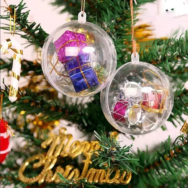 20/1PCS Christmas Transparent Ball Plastic Fillable Bauble Xmas Tree Hanging Ornament Decoration for Home Wedding Party Gift Box