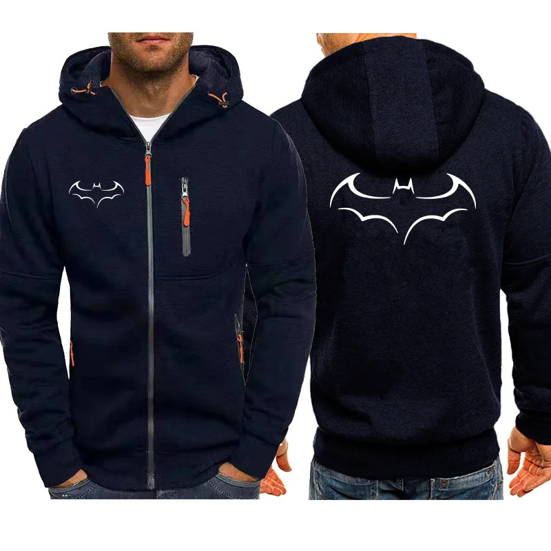 thumbnail image 1 of Sudadera con capucha y logo de murciélago de película divertida para hombre, de gran tamaño, estilo hip hop, informal, con bolsillo y cremallera, cálida, para otoño, 1 of 4