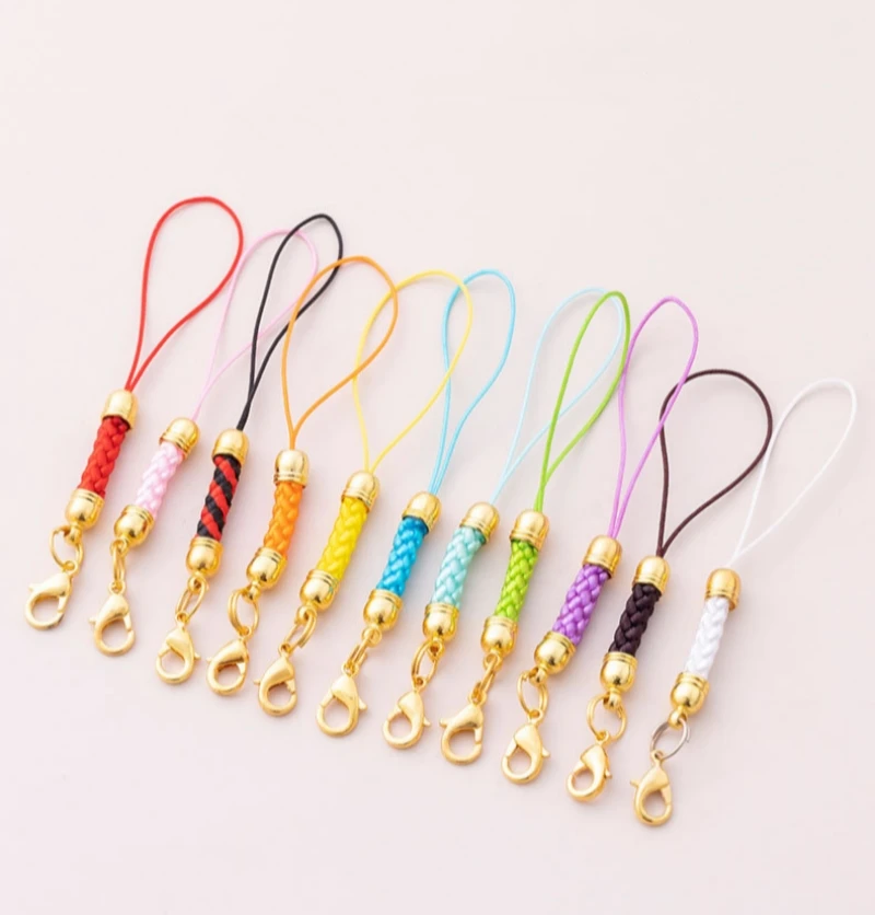 10 Stück goldene Karabinerverschlüsse, Schlüsselbänder, Handykordeln, Nylon-Schlüsselanhänger, Ketten für DIY-Schlüsselanhänger, Seil, Schmuckherstellung, Zubehör – Detail 4