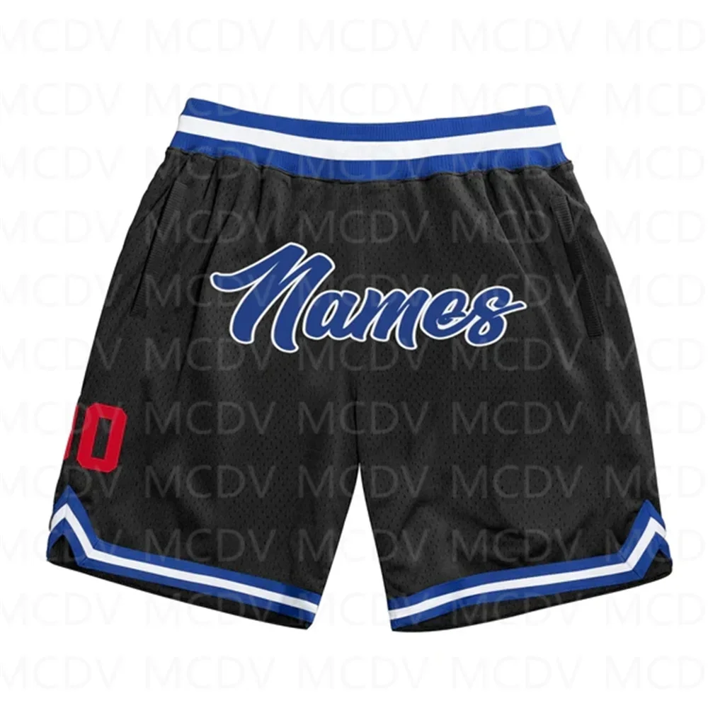 Custom Black Light Blue-Pink Authentic Throwback Basketball Shorts  3D All Over Printed Men's Shorts Quick Drying Beach Shorts 6