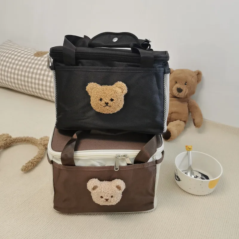 Cartoon Bear Portable Lunch Bag New Thermal Insulated Lunch Box Tote Cooler Handbag Lunch Bags For Women Convenient Box Tote baby stroller accessories diy	