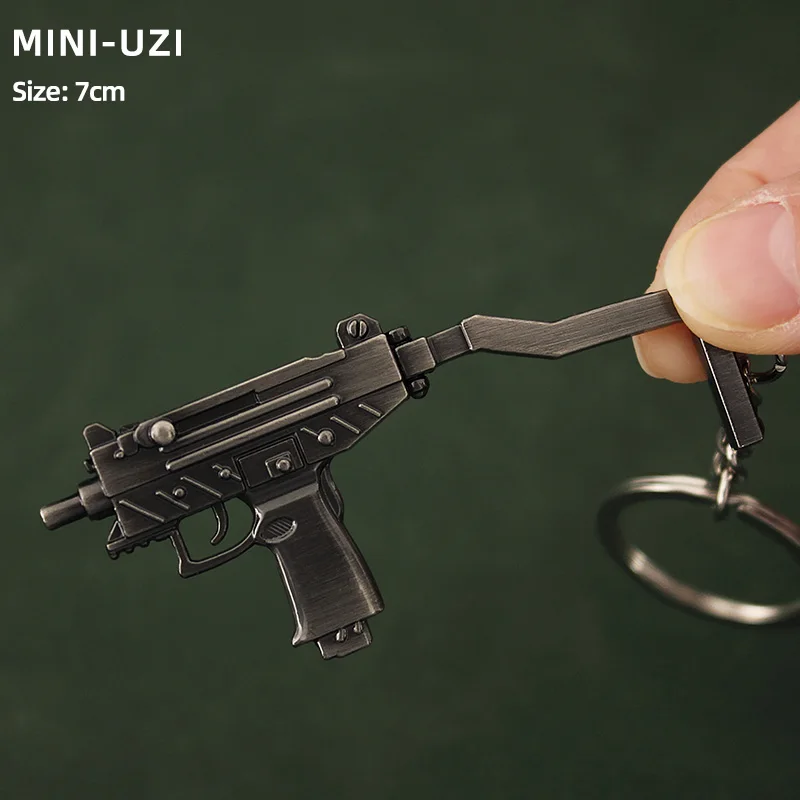 pubgミリタリーキーホルダーセット Mini Pubg Key Chain M249 Uzi GROZA P90 S686 Metal Toy Gun Shape
