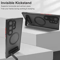 UYUXIO Magnetic Phone Case with Kickstand for Samsung Galaxy S25 Ultra S24 S23 FE S22 Plus Matte Mobile Cases Slim Stand Cover 2