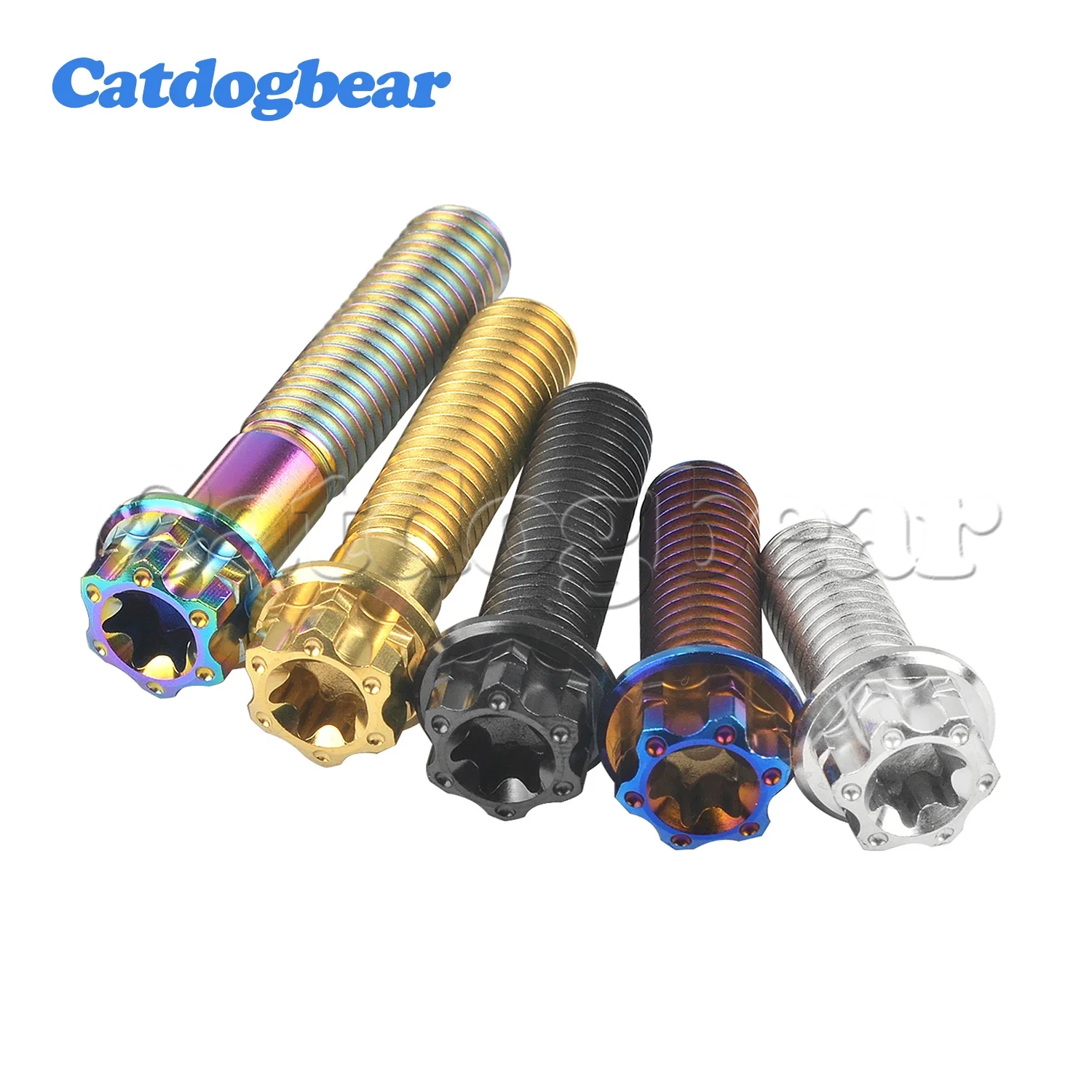 Catdogbear 4PCS 티타늄 볼트 M8X20 25 30 35 40 45 50 55mm Torx 플랜지 모터 자전거 디스크 브레이크