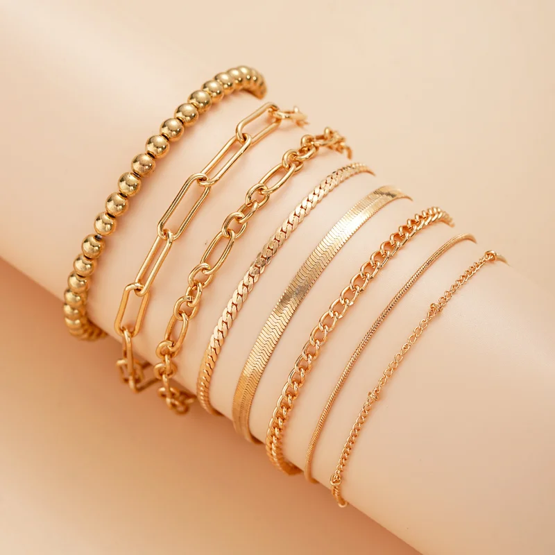 Emibele Braccialetti D'oro per le Donne, Braccialetti Regolabili E Delicati Placcati In Oro 14K, Set Di Braccialetti A Catena Con perline Eleganti, Regali Di Gioielli per le Donne