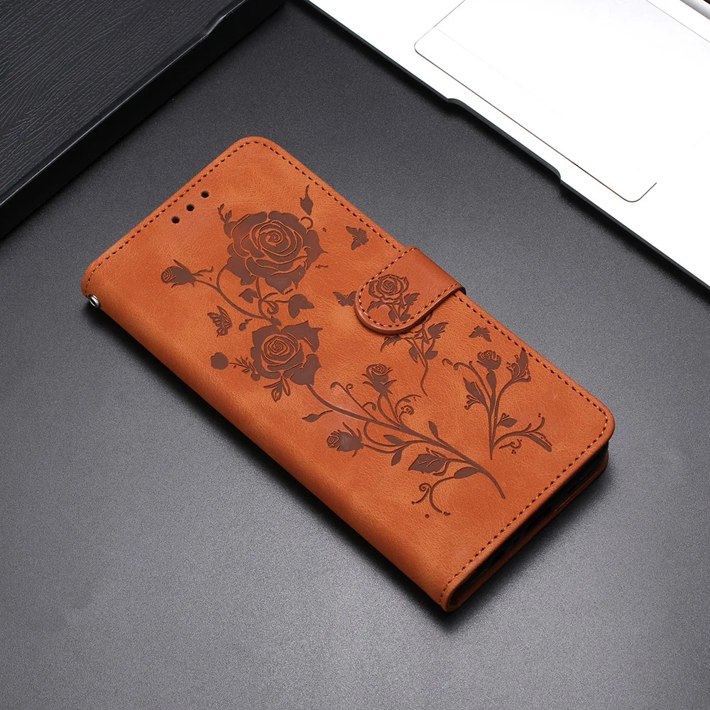Butterfly Embossed Leather Wallet Phone Case with Card Slots and Strap