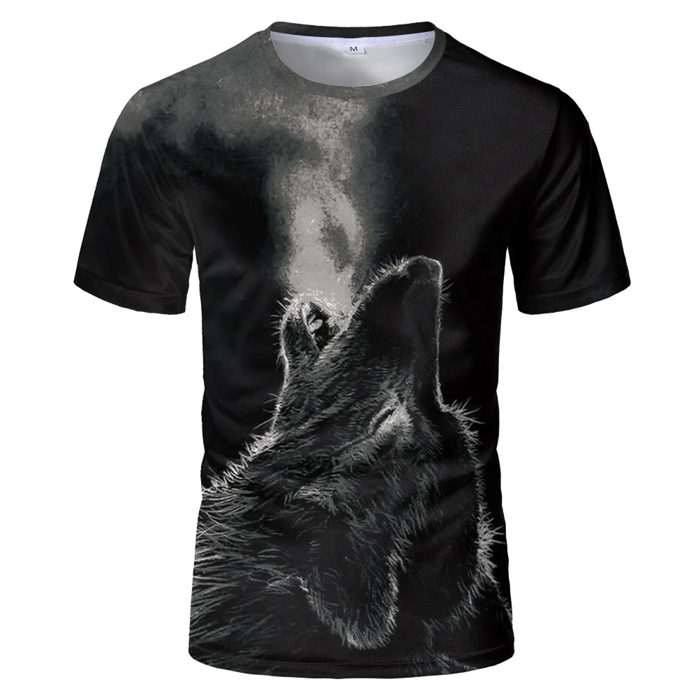 

2021 The Latest 3D Printing Wolf Wild Animal Cool T-Shirt Men's Short-Sleeved Summer Shirt Wild Fashion Clothing Streetwear Tops