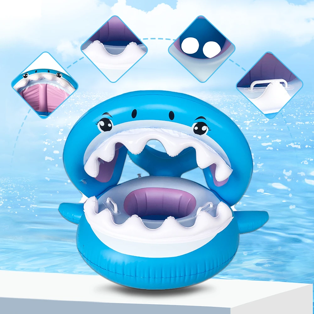 1pc Inflatable Shark Seat Ring Swimming Pool Floating Seat