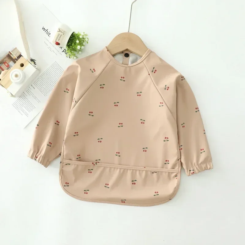 Baby's Soft Waterproof PU Bib Kid Long Sleeves Adjustable Feeding Cloth Little Boy Girl Painting Smock Child Meal Eating Apron baby bib,feeding bib,cotton bib,cotton bib set,children painting apron